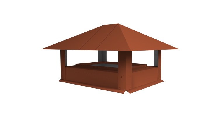 Дымник на трубу 520х390мм 0,45 PE с пленкой RAL 8004 терракота