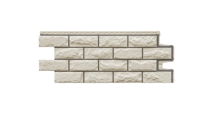 Фасадная панель GL Колотый камень Design молочный со швом RAL 7006