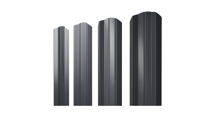 Штакетник М-образный A фигурный 0,45 PE RAL 7024 мокрый асфальт