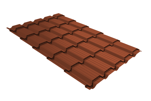 Металлочерепица Верховье квадро профи Grand Line 0,5 Velur X RAL 8004 терракота