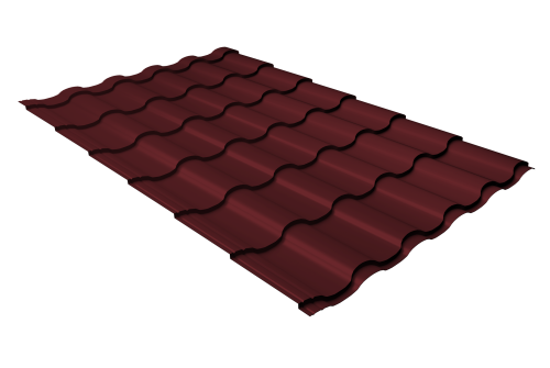 Металлочерепица кредо Grand Line 0,45 Drap TX RAL 3005 красное вино