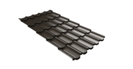 Металлочерепица  квинта плюс Grand Line c 3D резом 0,45 Drap ST RR 32 темно-коричневый